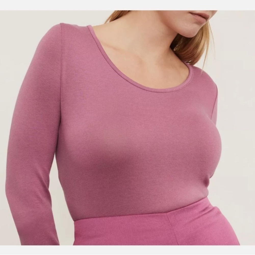 Vince Scoop Neck Camellia Pink Long Sleeve Stretchy Top Size XXXL NWT